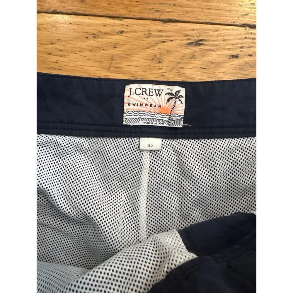 J.Crew Swim Trunks Men’s Size 32 Navy Blue Board Shorts Drawstring Beach